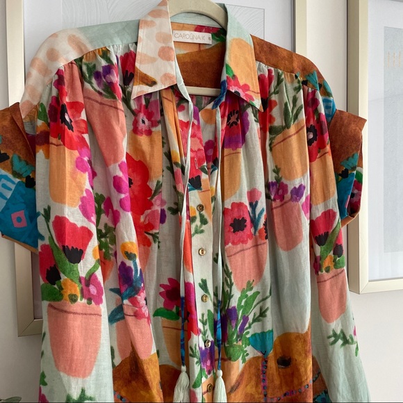 CAROLINA K Valerie cotton and silk kaftan midi dress - Picture 4 of 10